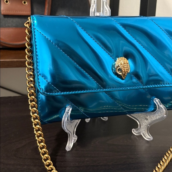 NWOT Kurt Geiger Metallic Blue WOC Crossbody Bag - Picture 2 of 12